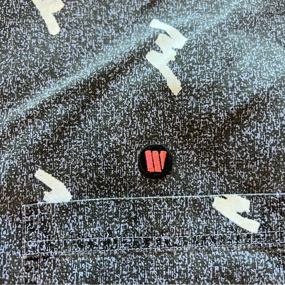 RARE SS 2011 Warriors of Radness Blue Abstract Graphic Short Sleeve Button Shirt - Picture 4 of 6